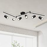 Kimjo 6-Light Black Track Lighting Fixtures for Ceiling, 6 Way LED Track Light Kit with Adjustable L