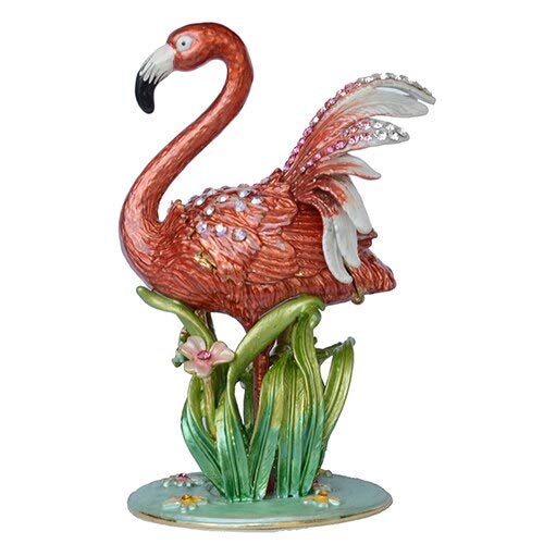 Boathed Flamingo Boîte de bibelot Boîte à bijoux Organisateur Oiseaux Figurines Statues Nouveauté Cadeaux Vintage Tabletop (Color : Rouge) Cover