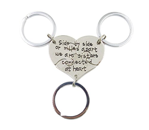 Charm.L Grace 3 Piece of Sisters Keychain Set Heart Shape Puzzle Pendant