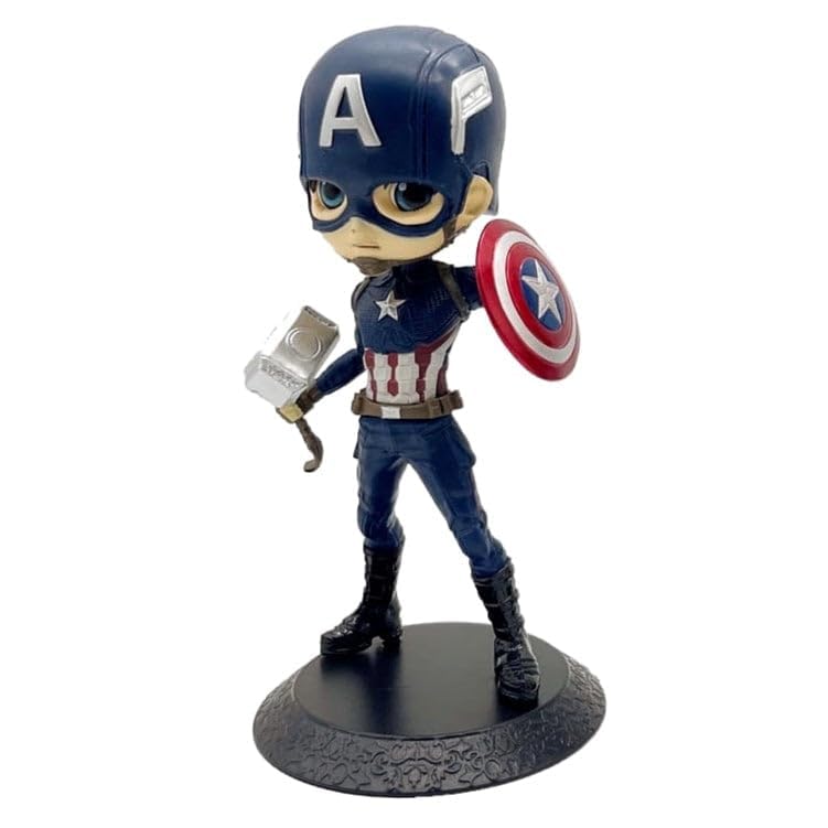 Image of Anime Cartoon Character Q Posket Action Figure | Limited Edition | Attractive Lightweight Durable Toy Figures for Home Decors Office Desk and Study Table (Captain America)