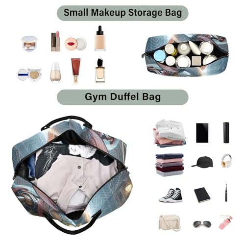 Guided Rat Robot Mouse Duffle Travel Bag Toiletry Pouches Set of 2, Modern Gym Bag Small Weekender Travel Bag4