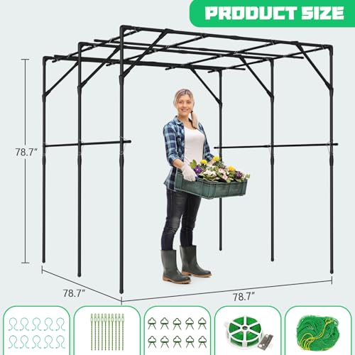 DoCred Large Garden Arch Trellis for Climbing Plants, 79\'\' H x 79\'\' L x 79\'\' W Outdoor Grape Vine Trellises Arch Arbor Gazebo, Grape Trellis for Courtyard and Garden Decoration, Black - Thumbnail 3