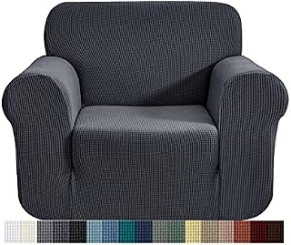 CHUN YI 1 Piece Jacquard Checks Stretch Fabric Couch cover, Stylish Sofa Slipcover For 3 Seater Sofa Couch Durable Furniture Protector(3 Seater,Black)