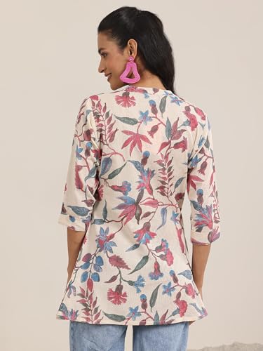 Image of Libas Womens Printed Cotton Straight Kurti for Women Suit