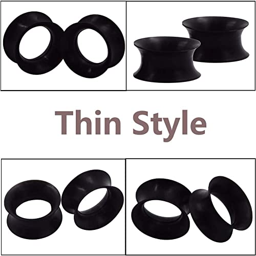 Qmcandy 26pcs 8G-1" Thin Thick Silicone Hollow Flexible Soft Ear Tunnels Kit Stretching Set4