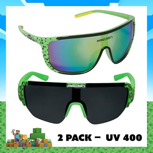 Image of ARKAID Minecraft Boys Sunglasses | Official Minecraft Gear | 100% UV Protection | Official Minecraft Boys Sunglasses and Sports Wraps | Impact Resistant | Gift Idea | Fits Most Kids