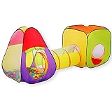 KIDIZ® Spielzelt Spielhaus Babyzelt | 200 Bälle | Bällebad | Kinderzelt | Ideal für Zuhause & im Garten | Tasche | Tunnel XL