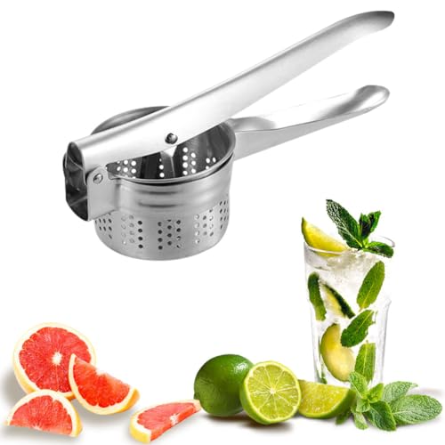 Schiacciapatate resistente, in acciaio inox, per preparare soffici purè di patate con foro extra per purè di patate soffici, alimenti per bambini (foro pieno)