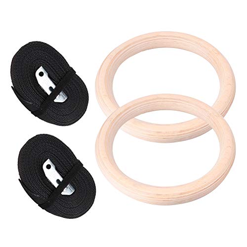 OhhGo 2Pcs Houten Gymnastiek Ringen Fitness Oefening Ringen Met Verstelbare Bandjes Voor Thuis Train Workout - Image 3