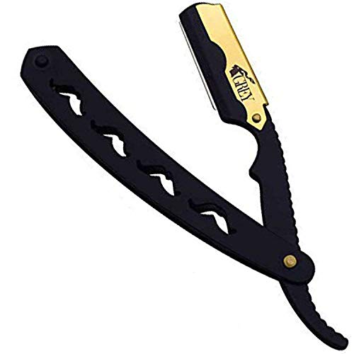 GREY INT Black & Gold Straight Razor, Durable Straight Razor, Professional Single Edge Barber Razor, Classic Razor for Shaving and beard shaping Razor