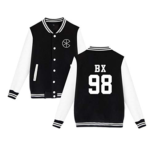 Xkpopfans Kpop CIX Baseball Jacket HELLO'Chapter 2 Hoodie Seunghun Hyunsuk BX Sweater Pullover L Black BX