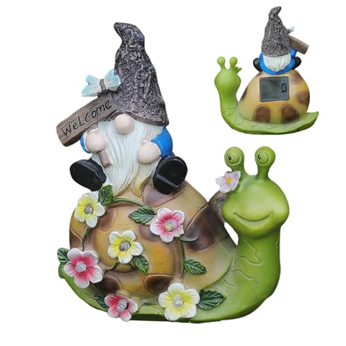 Statues de jardin solaires de nain | Statue de jardin avec panneau de bienvenue, figurines de collection, statues de pelouse, statue solaire en résine...