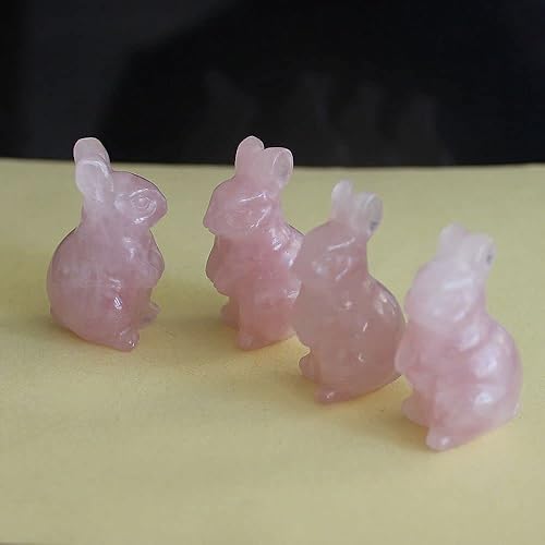 Miniatura 7 de Linda figura de conejo de cristal tallada a mano con piedras preciosas talladas a mano, estatua para decoración del hogar de 1.5 pulgadas (cuarzo