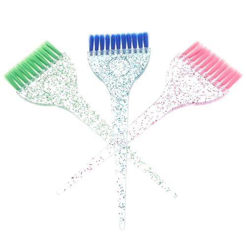 Genérico Juego de 3 Brochas para Teñir el Cabello Mango de Cerdas para Aplicar Tinte Uniformemente Herramienta de Peluquería Profesional para de Belleza Colores Rojo Azul y Verde