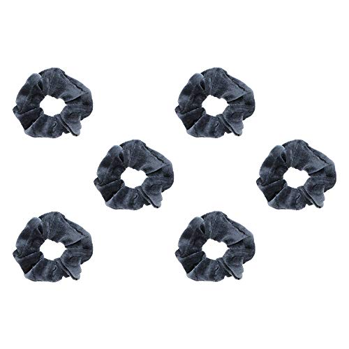 Velvet Solid Scrunchies - Set of 6-Grey