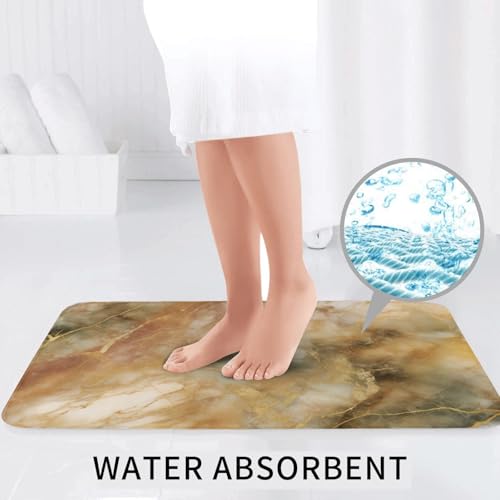Tapis de bain antidérapants ensemble WC marbre doré flanelle absorbante