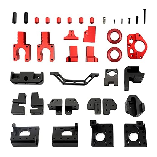 MYBOON Kompatibel med Voron V0.1 V0 3D-skrivare uppgradering aluminiumlegering ram tryckta delar kit CNC-bearbetade metall heldelar, 3D-skrivare, svart, röd