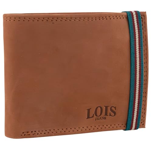 Lois - Cartera de Piel para Hombre - Cartera Hombre Piel con Monedero Interior y Tarjetero, diseño Slim, Cuero auténtico, Regalo Elegante. Proteccion RFID, Marron
