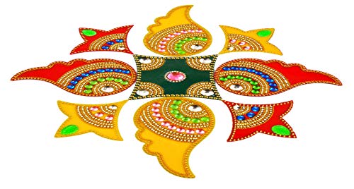 Rangoli de Diwali limpio y reutilizable set de piedras multicolor 3
