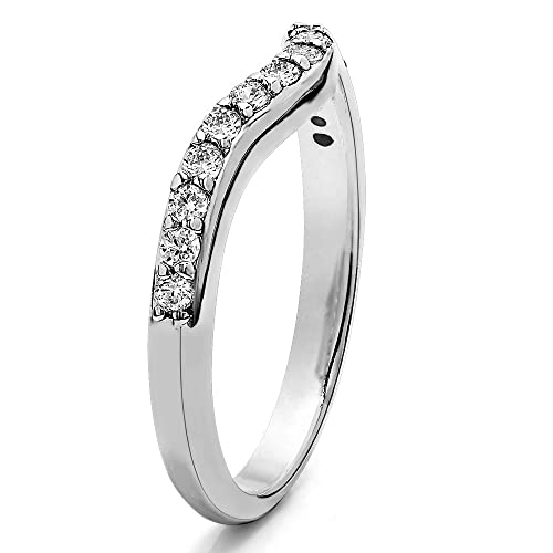 TwoBirch 0.5 Ct. Fifteen Stone Delicate Curved Wedding Ring In Sterling Silver Cubic Zirconia2