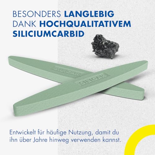 Zische Sensenwetzstein Silicar Blaumarke 260x36x15 mm - Schleifstein für Sensen und Sicheln schärfen - Schärfstein aus Siliciumcarbid mit Körnung F220