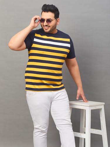 Image of AUSTIVO Men's Plus Size Half Sleeve Striper T-Shirt 191A