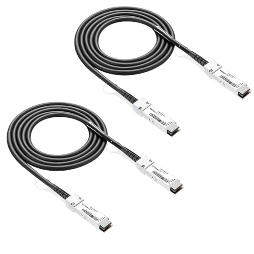 10Gtek 40G QSFP+ DAC Cable - 40GBASE-CR4 Passive Direct Attach Copper Twinax QSFP Cable for Cisco QSFP-H40G-CU50CM, Meraki MA-CBL-40G-50CM, Mikrotik, Open Switch Devices, 0.5-Meter(1.6ft), Pack of 2