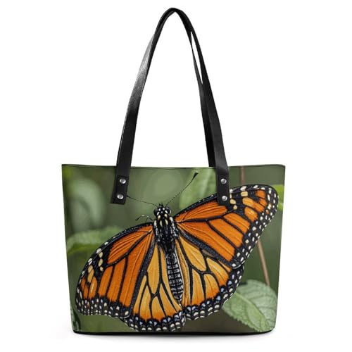 Sac à main en cuir exquis motif papillon monarque et texture litchi élégante pour femme