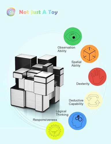 Roxenda Speed Cube,Irregular Magic Fast Cube for Kids Smooth Sequential Puzzle Cube Toys for Cubing Fun for Kids (Mirror Cube) - Image 4