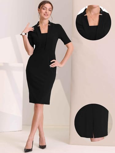Image of Allegra K Work Dresses for Women's Short Sleeve Business Office Pencil Dress