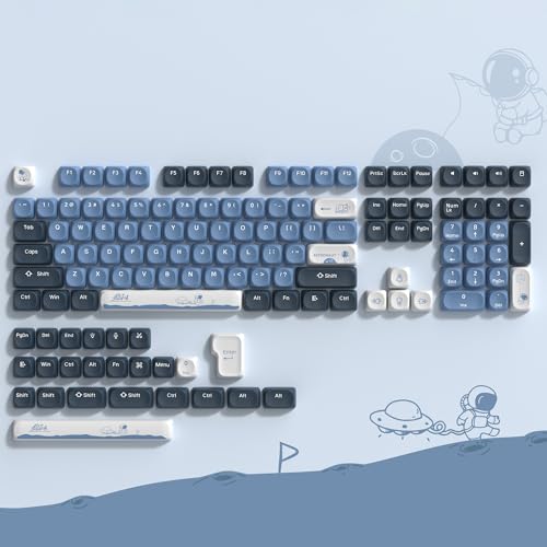 Image of dagaladoo PBT Keyboard keycaps Set,Blue /White moa keycaps,Apollo