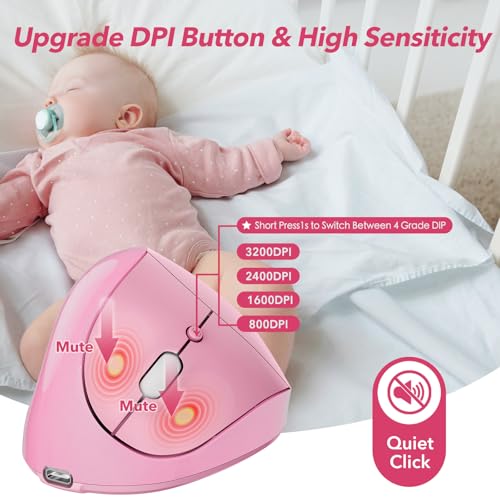 Image of Left‑Hand Ergonomic Vertical Wireless Mouse Type‑C Rechargeable 6‑Btn Mice