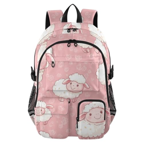 Mochila de viaje espaciosa de ovejas blancas para ir a la escuela