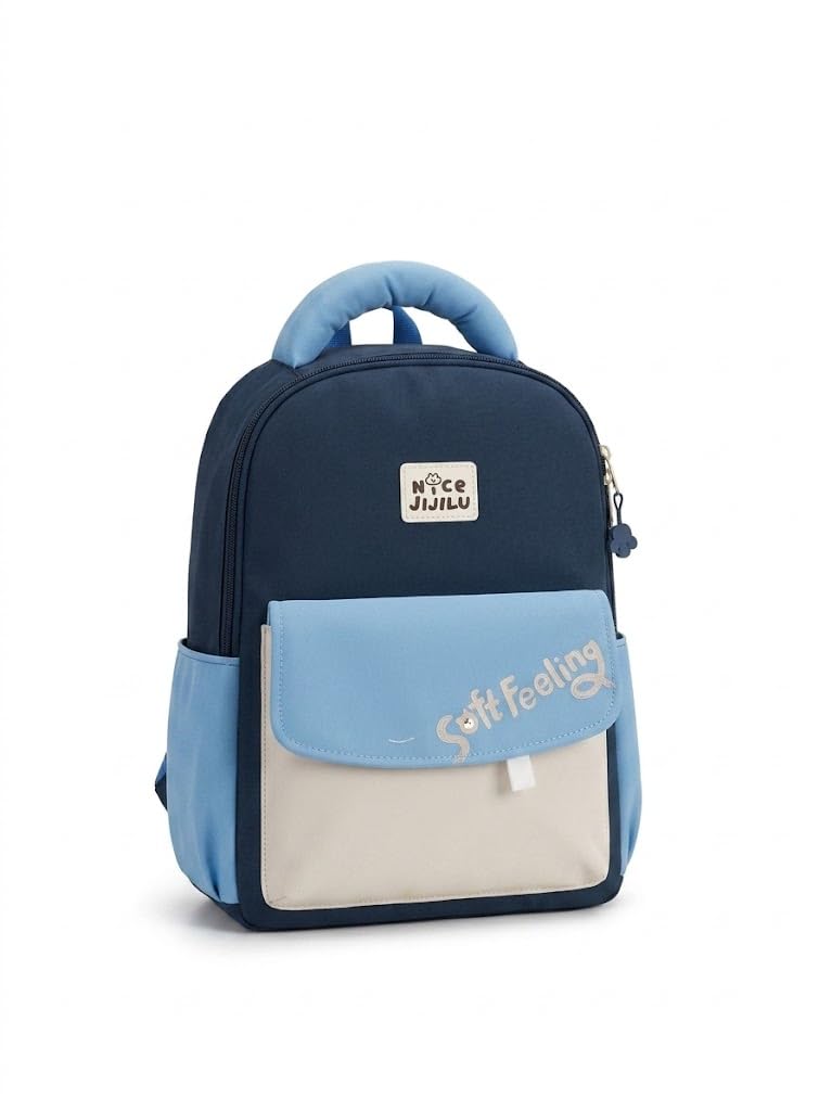 MY LOVE Kids School Backpack for Boys & Girls | Lightweight Toddler Bag with Soft Padded Handle, Front Pocket & Side Bottle Holder | Stylish Preschool, Nursery & Travel Backpack (Blue & White)-image-47