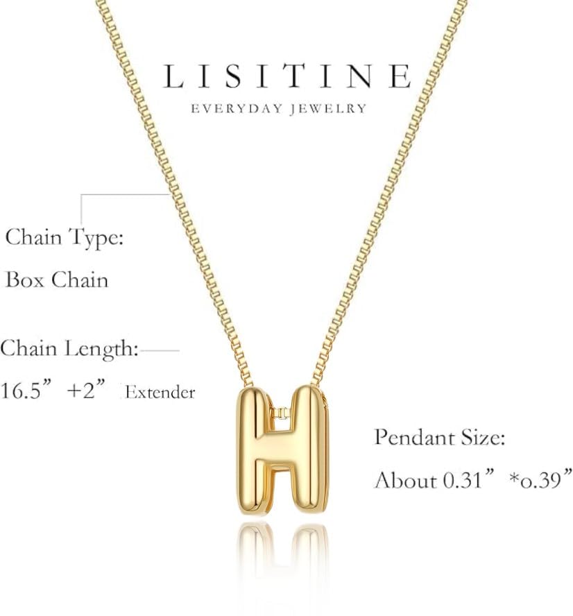 Image of Personalized Bubble Letter Initial Necklace, 14K Gold Plated, Dainty Pendant for Women, Trendy Gold Jewelry