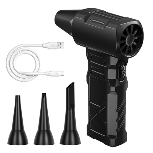 Compressed Air Duster-100000RPM Electric Air Duster for PC&Keyboard Cleaning?4-Speed Cordless Turbo Fan Rechargeable Reusable Compressed Air Blaster for Car, Air Bed, Outdoors, Home.X3