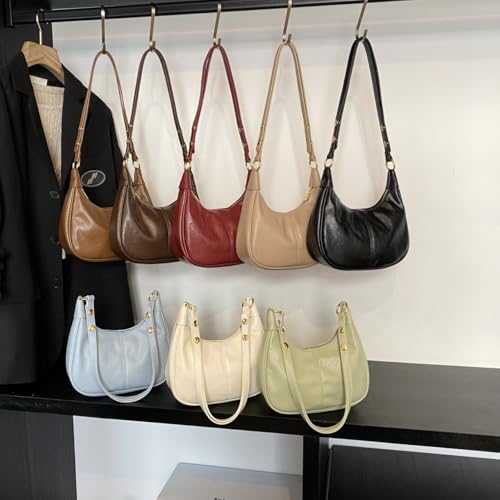 Image of GRPKSSIB PU Leather Shoulder Bags Hobo Crossbody Bag Casual Tote Handbags Women's Crescent Purse with Adjustable Strap
