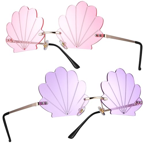Lunettes de soleil sans monture coquillage or rose pour accessoire photo festival et soirée