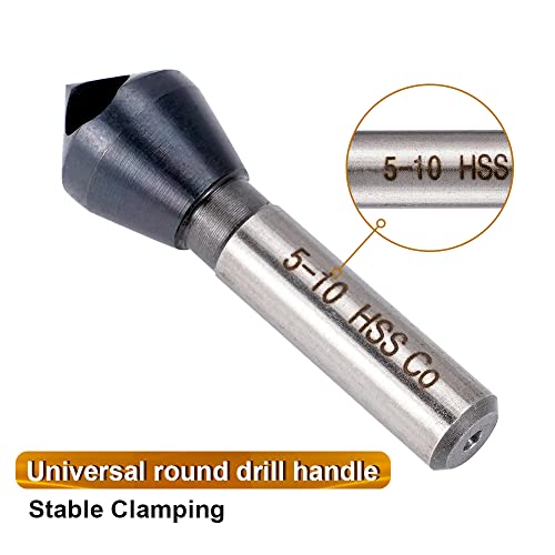 Sinyeenglon 1Pc Countersink Drill Bit For Metal Stainless Steel Wood Copper Plastic Resin Durable And Sharp 90 Degree Point Angle M35 Cobalt Tialn Coated Round Shank Deburring Chamfer Tool (5-10) #TOP7