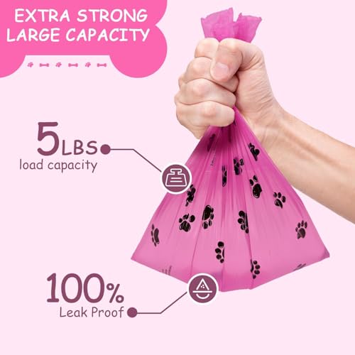 Image of 360 Count Dog Waste Bags, 24 Rolls, Scented Poop Bags for Puppies (Pink)