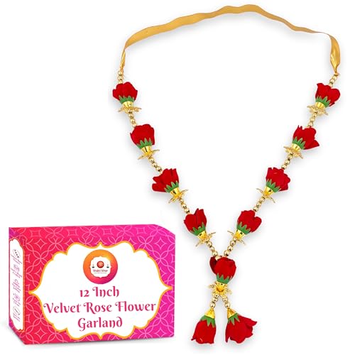 Best Artificial Flower Garlands: Festive Floral Decor 21 (12 Inch) Artificial Velvet Red Rose Flower Garland for Photo Fra...