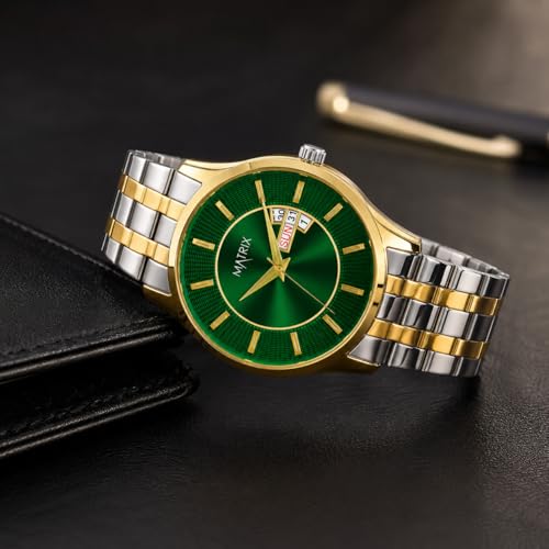 Image of Matrix Luxury Style Men's Analog Watch | Two Tone Chain Strap Watch with Day Date Feature | for Men & Boys