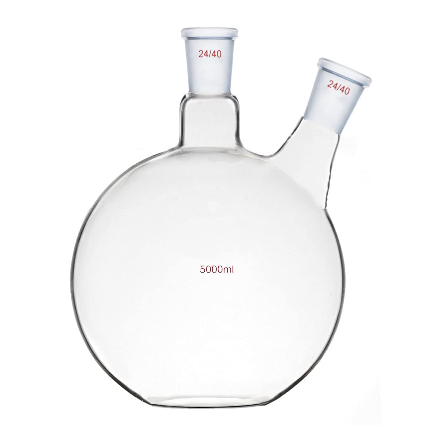 QUKUYU 5000ml,24/40,2-Neck,Flat Bottom,Glass Flask,5L,Twins Necks,Lab Vessel