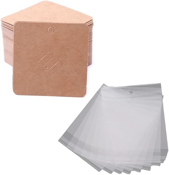 100Piece Kraft Brooch Pin Cards Square Brooch Display