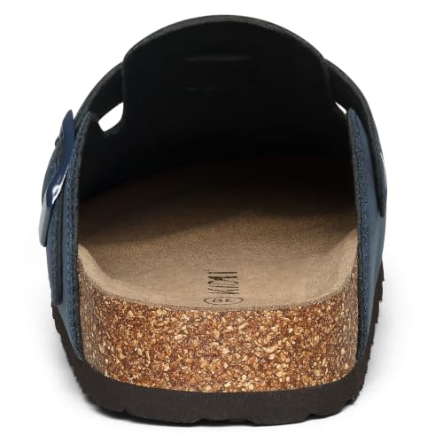 Image of KIDMI Unisex Vegan Suede Clogs Leather Mules Womens Mens Cork Footbed Potato Shoes with Arch Support