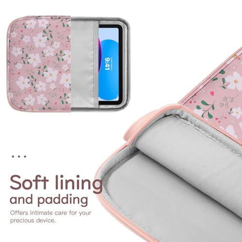 Image of Dadanism 9-11 inch Tablet Sleeve Bag Carrying Case for iPad (A16) 11th Gen 11 inch, iPad 10th Gen 10.9 inch Air 5 /4, iPad Air M4 /Pro 11 inch, iPad 9 /8 /7th, Galaxy Tab A11+ Plus 11 inch, Remarkable 2 10.3 inch, Pink Flowers