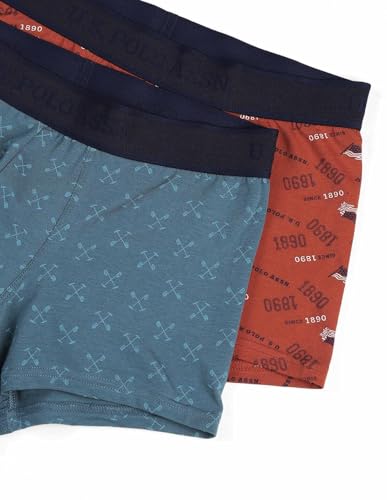 Image of U.S. Polo ASSN. Mens OET16 Cotton Stretch Brand Printed Underwear Trunks - Pack of 2