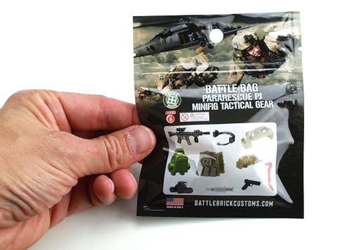 Battle Brick Battle Bag Pararescue PJ Custom Minifig Weapons Pack Compatible with LEGO Minifigures
