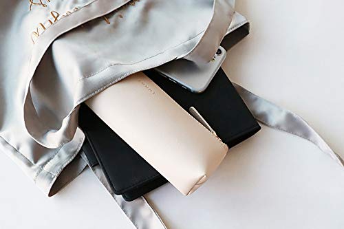 Doraking Pencil Bag Pen Case Cosmetic Makeup Bag Pen Pencil Stationery Pouch Bag Case/Pu Leather Small Pencil Pouch Students Stationery Pouch Zipper Bag For Pens, Pencils, Markers (Apricot) #TOP4