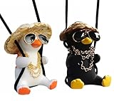 Rawan Fresh 2 PCS Cute Swinging Duck Car Decoration – Action Character Hanging Ornament for Rearview Mirror – Spring Motion Dashboard Toy for Kids & Adults
